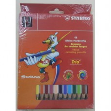  STABILO大三角彩色鉛筆12色+削筆器 